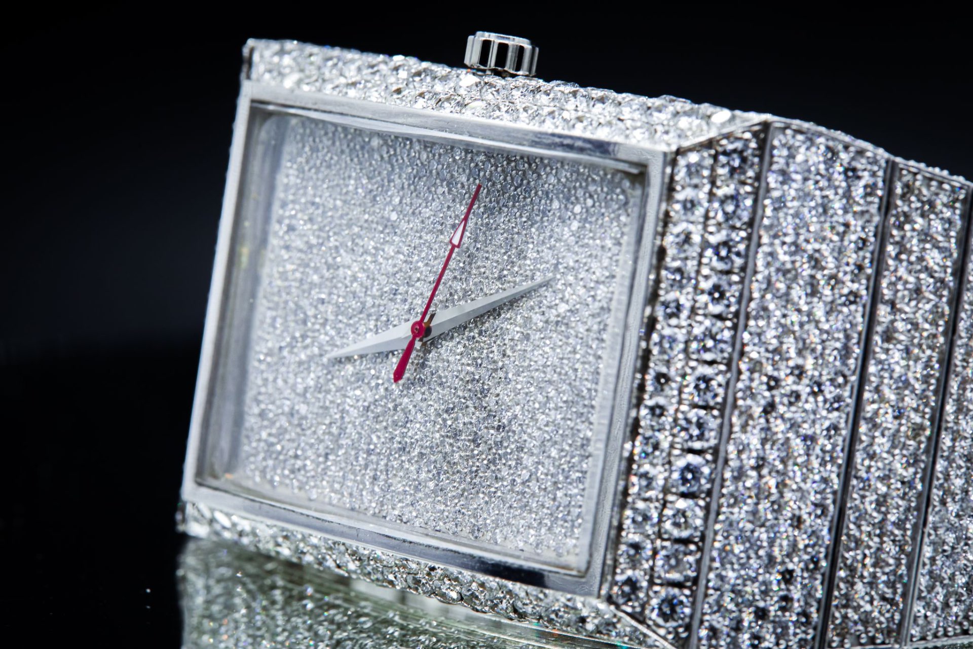 Fully pavé-set diamond watch handcrafted by Diggs & Company