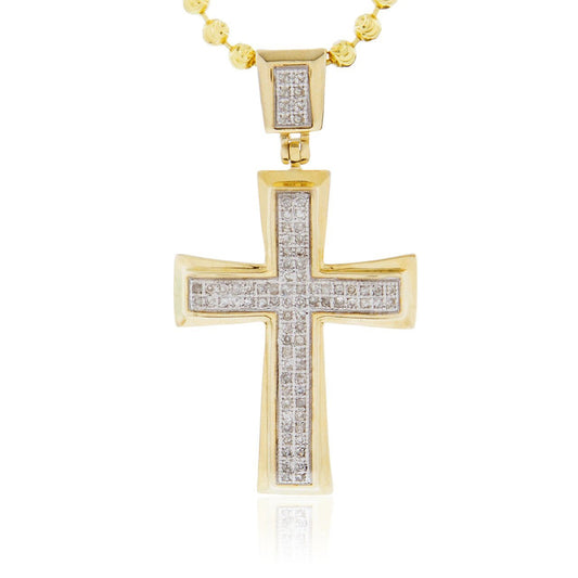 14k Yellow Gold .20 ct Diamond Cross Pendant