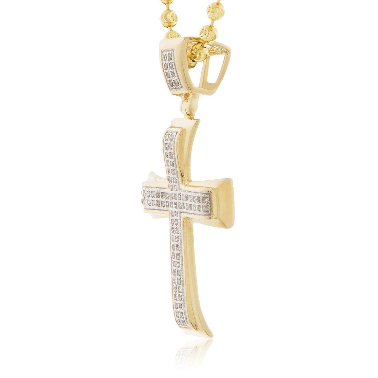 14k Yellow Gold .20 ct Diamond Cross Pendant