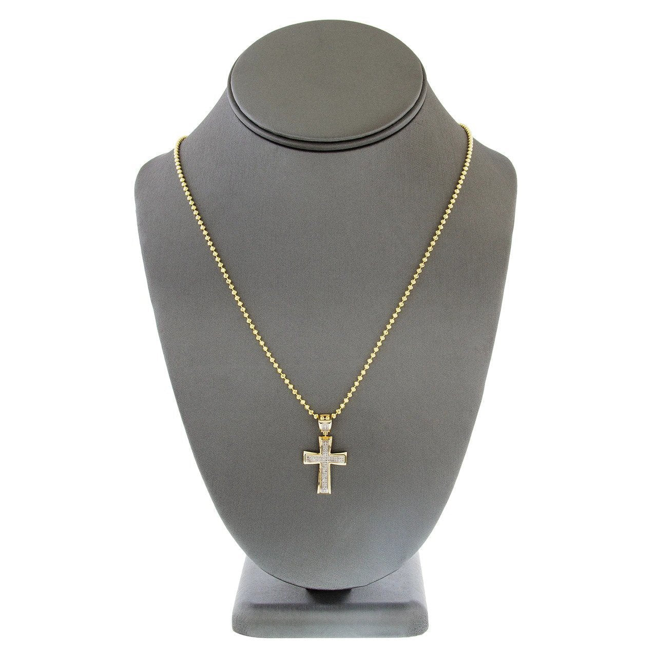 14k Yellow Gold .20 ct Diamond Cross Pendant