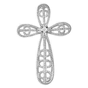 1/20 ct tw Diamond Cross Pendant F Color VS Clarity Diamonds