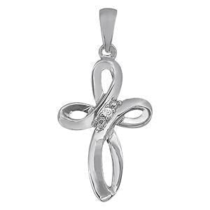 1/20 ct tw Diamond Cross Pendant F Color VS Clarity Diamonds