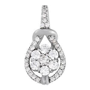 1/2 ct tw Diamond Cluster Pendant F Color VS Clarity Diamonds