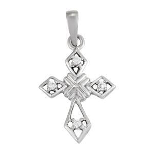 1/20 ct tw Diamond Cross Pendant F Color VS Clarity Diamonds