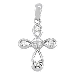 1/20 ct tw Diamond Cross Pendant F Color VS Clarity Diamonds