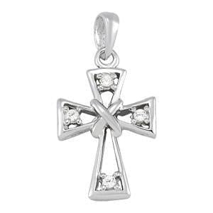 1/20 ct tw Diamond Cross Pendant F Color VS Clarity Diamonds