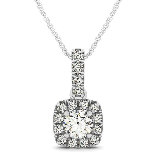 5/8 ct tw Diamond Halo Pendant F Color VS Clarity Diamonds