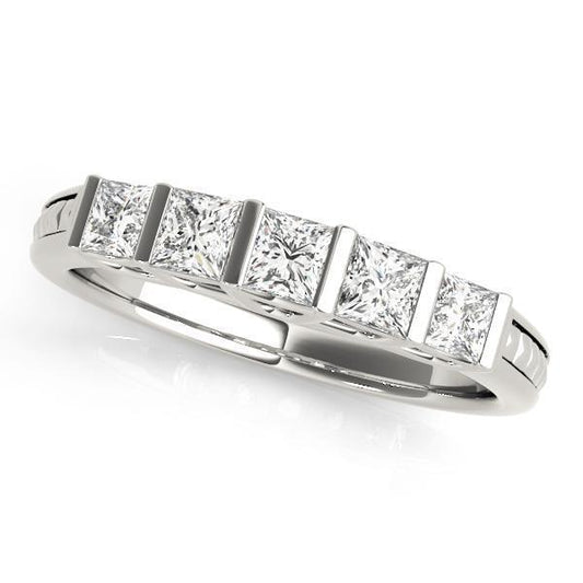 3/4 ct 14kt Gold Princess Diamond Wedding Band