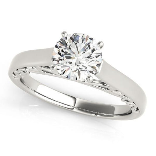 1/2 Solitaire Halo Engagement Ring F Color VS Clarity Diamonds GIA Center