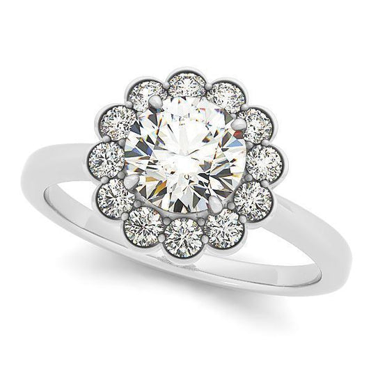 1 1/3 ct tw Halo RoundEngagement Ring F Color VS Clarity Diamonds GIA Center