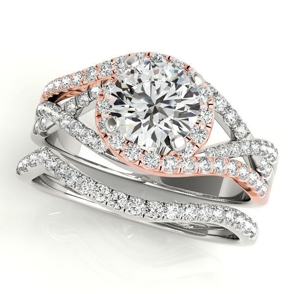 1 3/8 ct tw Halo Round MultiRow Engagement Ring F VS GIA Center