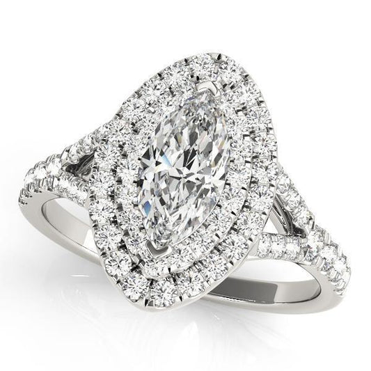 1 1/2 ct tw Halo Marquise Cut Diamond Engagement Ring F Color VS Clarity Diamonds GIA Center