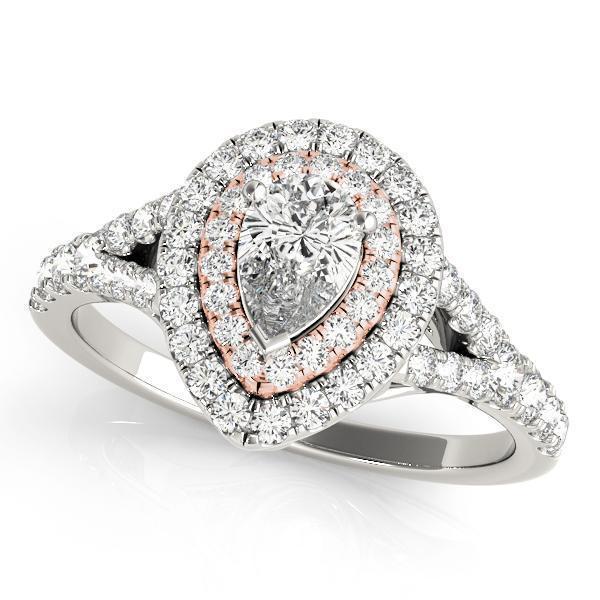 7/8 ct tw Halo Pear & Trillion Engagement Ring F VS GIA Center