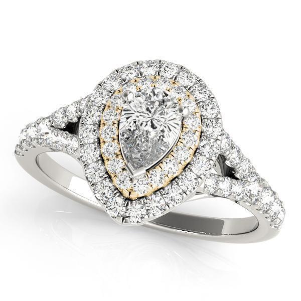 7/8 ct tw Halo Pear & Trillion Engagement Ring F VS GIA Center