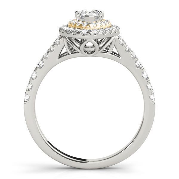 7/8 ct tw Halo Pear & Trillion Engagement Ring F VS GIA Center