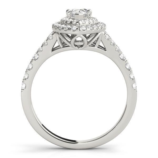 7/8 ct tw Halo Pear & Trillion Engagement Ring F VS GIA Center