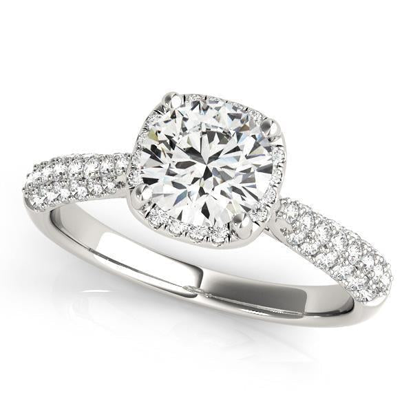 1 1/3 ct tw Halo Round Pave Engagement Ring F Color VS Clarity Diamonds GIA Center