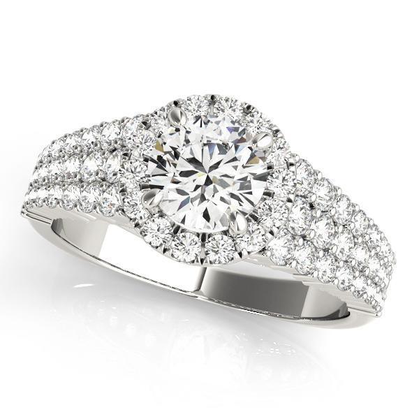 1 3/8 ct tw Halo Round Pave Engagement Ring F Color VS Clarity Diamonds GIA Center