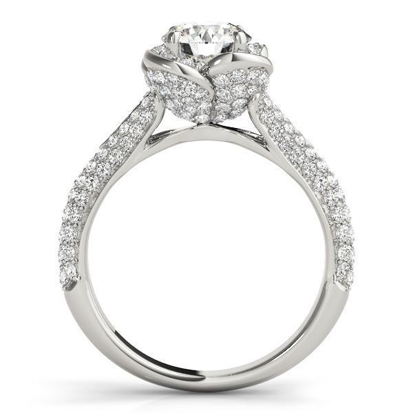 1 3/4 ct tw Halo Round Pave Engagement Ring F VS GIA Center