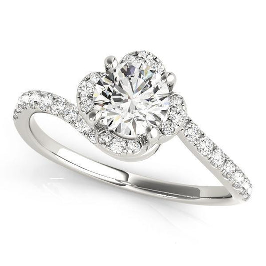 1 1/3 ct tw Halo Bypass Engagement Ring F Color VS Clarity Diamonds GIA Center