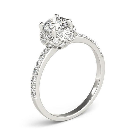 1 ct tw Halo Diamond Engagement Ring F VS Diamonds GIA Center