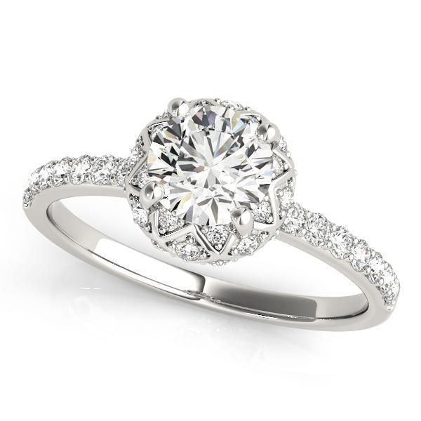 1 ct tw Halo Antique Style Round Diamond Engagement Ring F Color VS Clarity Diamonds GIA Center