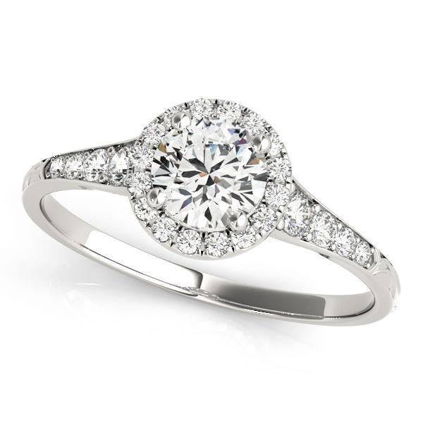 3/4 ct tw Halo Round Diamond Engagement Ring F Color VS Clarity Diamonds GIA Center