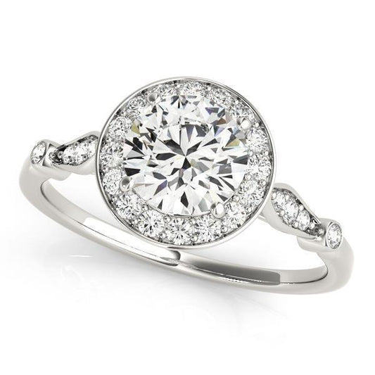 1 1/6 ct tw Halo Round Diamond Engagement Ring F Color VS Clarity Diamonds GIA Center