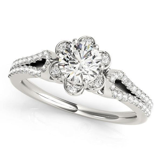 1 1/4 ct tw Halo Round Cut MultiRow Engagement Ring F Color VS Clarity Diamonds GIA Center