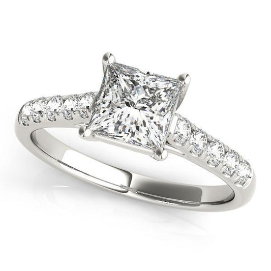 1 1/4 ct tw Trellis Princess Engagement Ring F Color VS Clarity Diamonds GIA Center