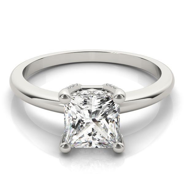 1/2 ct tw Solitaire Princess Engagement Ring F VS GIA Center