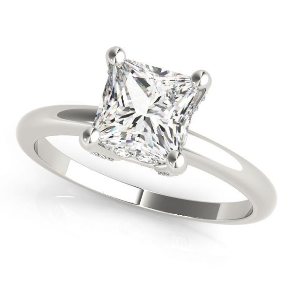 1/2 ct tw Solitaire Princess Engagement Ring F VS GIA Center