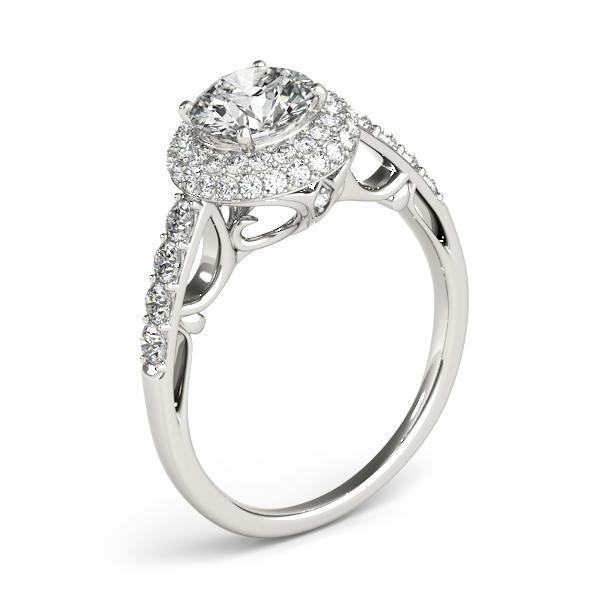 1 1/2 ct tw Halo Round Engagement Ring F VS GIA Center