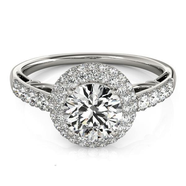 1 1/2 ct tw Halo Round Engagement Ring F VS GIA Center