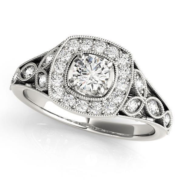 1 ct tw Antique Style Engagement Ring F Color VS Clarity Diamonds GIA Center