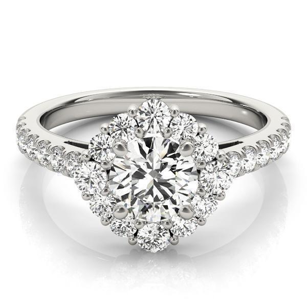 1 1/3 ct tw Halo Engagement Ring F VS GIA Center