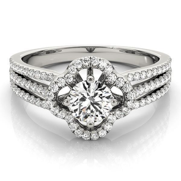 5/8 ct tw Halo Round MultiRow Engagement Ring F VS GIA Center