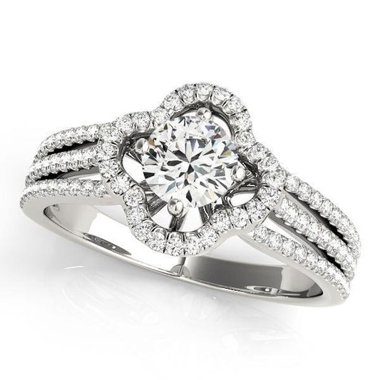 5/8 ct tw Halo Round MultiRow Engagement Ring F Color VS Clarity Diamonds GIA Center