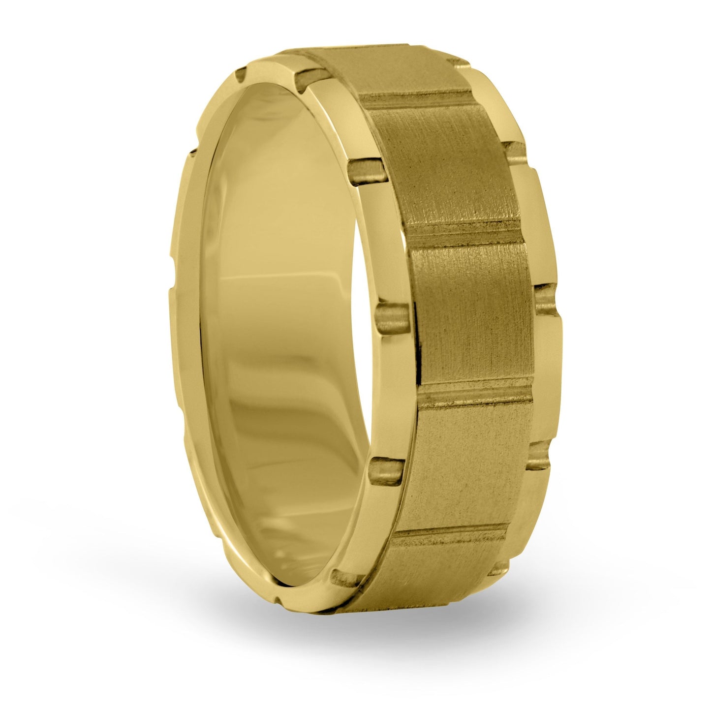 14kt Gold Mens Band Fancy Carved 5MM