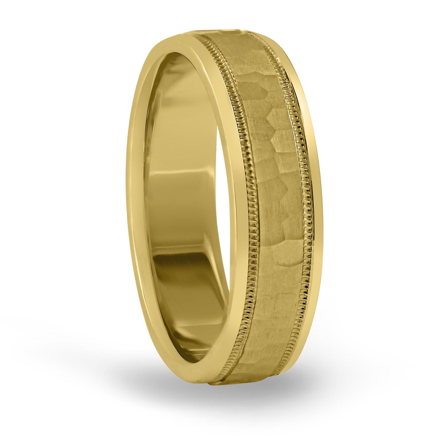 14kt Gold Mens Band Hammered Finish 7MM