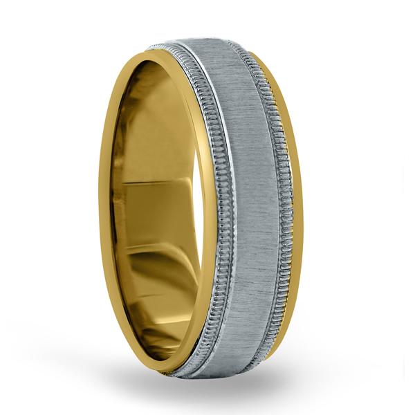 14kt Gold Mens Band Basic Carved 8MM