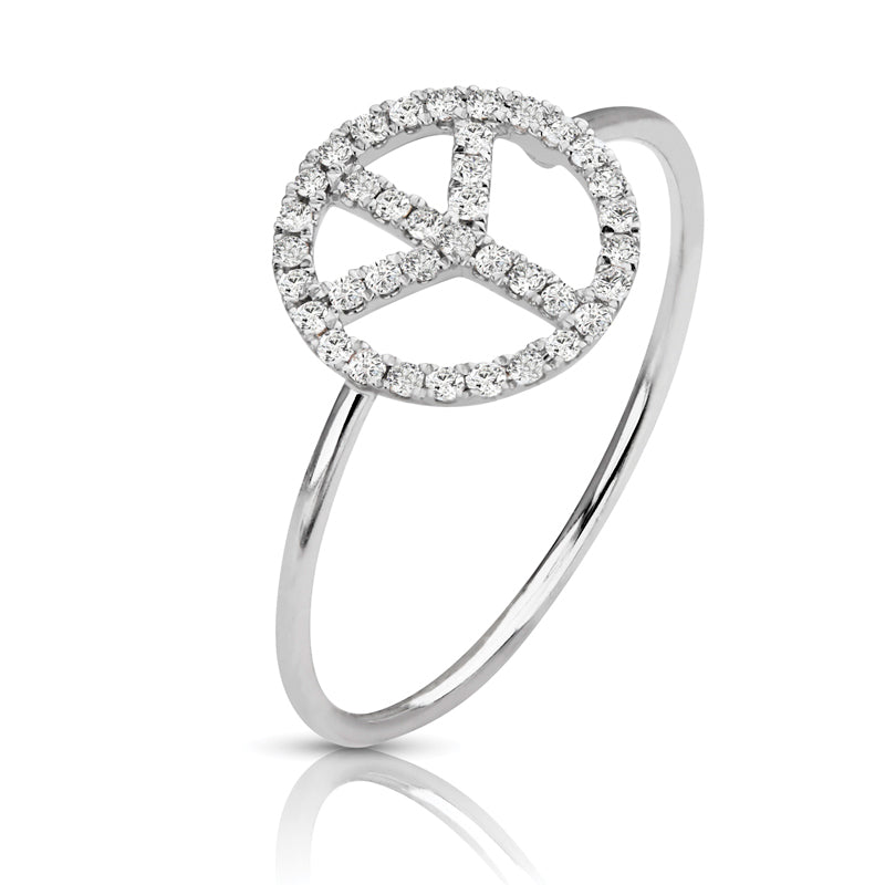 14kt Gold 1/6 ct tw Peace Ring F VS Diamonds